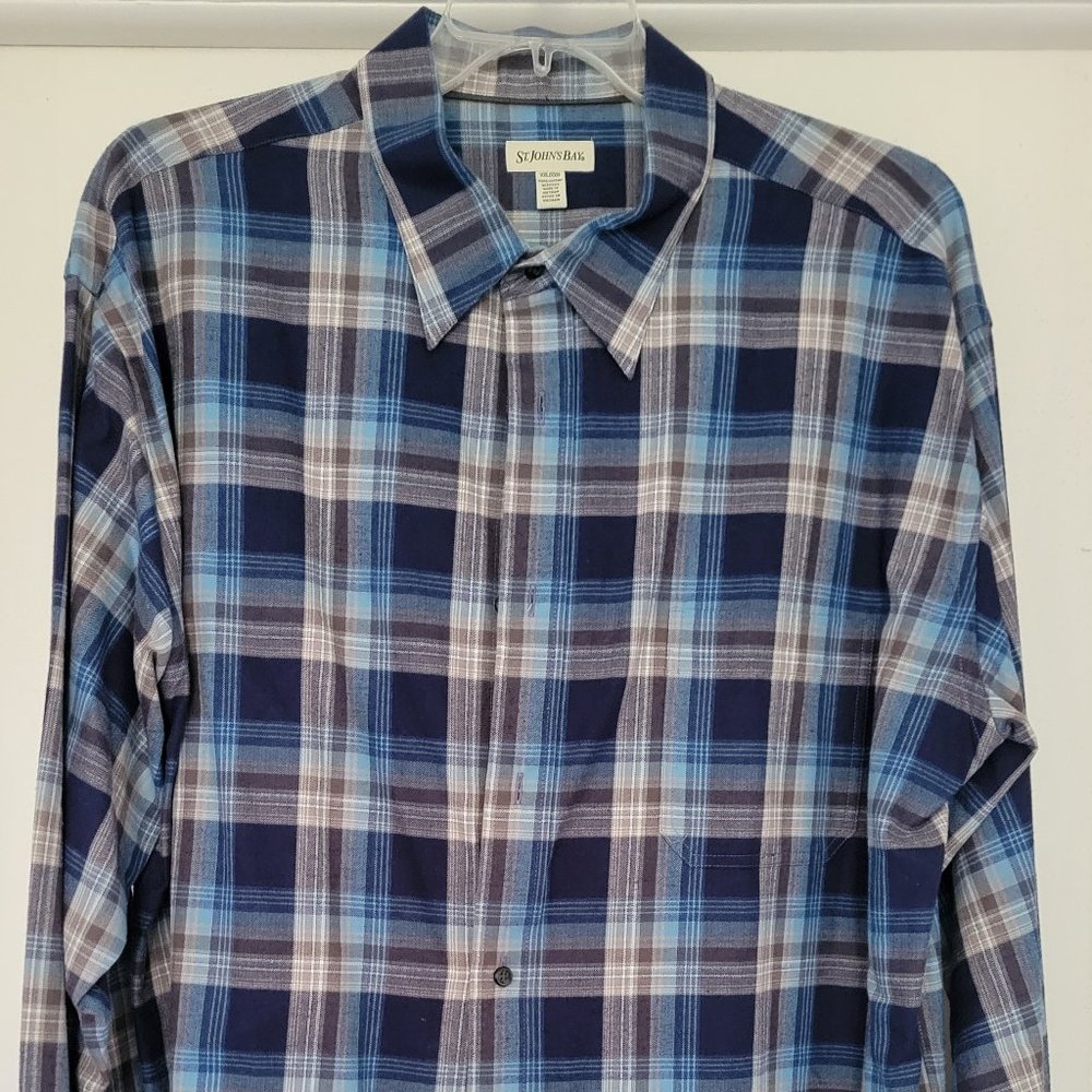 Men's Navy Blue and gray flannel shirt - XXL